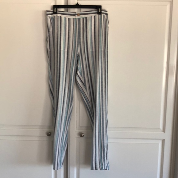 Never worn, linen and viscose blend roll tab, straight leg pants.  Size S - Picture 1 of 7
